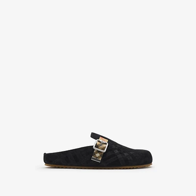 Check Suede Urchin Clogs in Black - Men | Burberry® Official