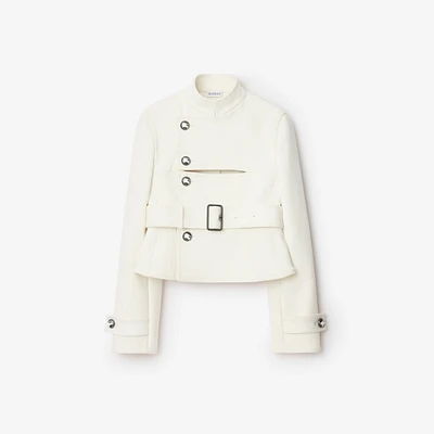 Stretch Cotton Blend Tailored Jacket in Off white - Women | Burberry® Official