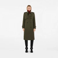 Long Cotton Blend Trench Coat in Military - Women | Burberry® Official