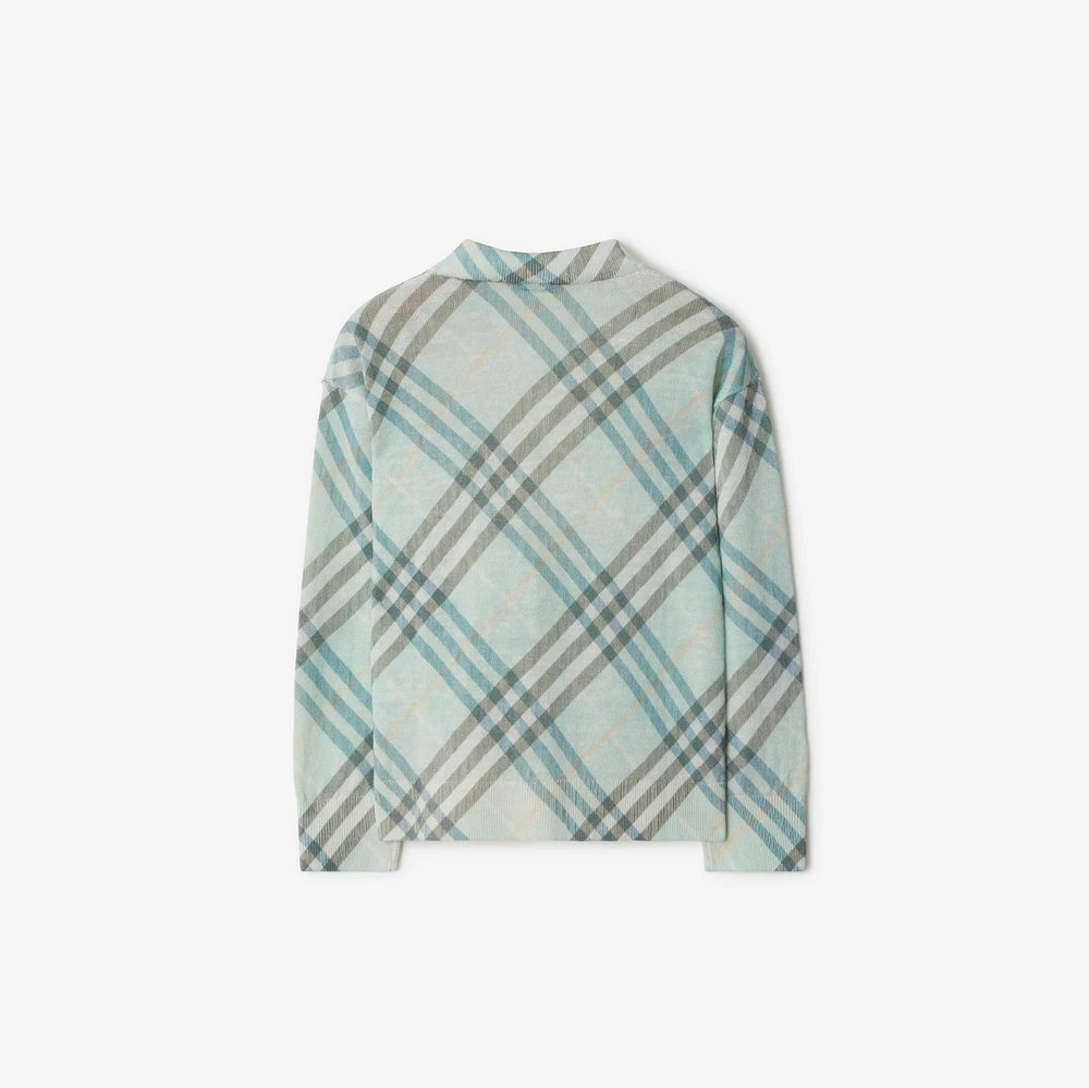Check Linen Blend Cardigan in Breeze | Burberry® Official