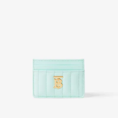 Quilted Leather Lola Card Case in Cool Sky Blue - Women