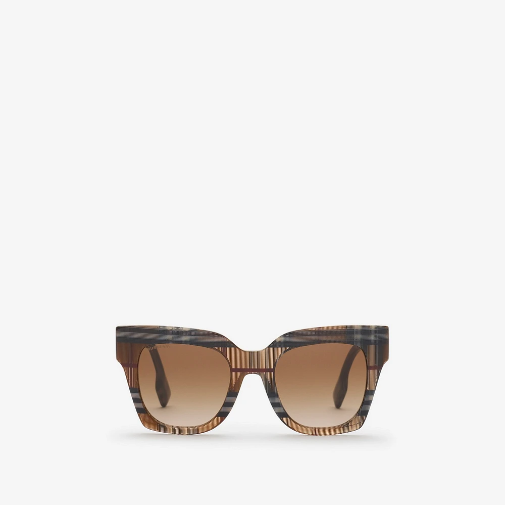 Check Square Sunglasses in Birch brown - Women | Burberry® Official