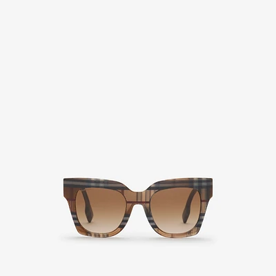 Check Square Sunglasses in Birch brown - Women | Burberry® Official