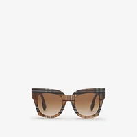 Check Square Sunglasses in Birch brown - Women | Burberry® Official