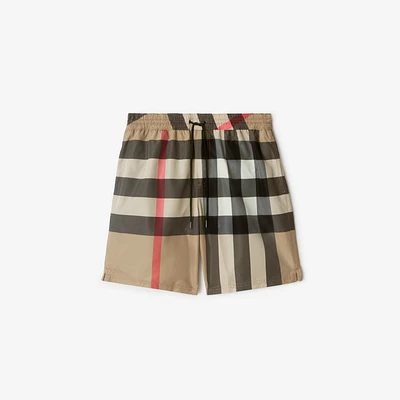 Check Swim Shorts in Archive beige - Men | Burberry® Official