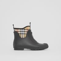 Vintage Check Neoprene and Rubber Rain Boots Black/archive Beige - Women | Burberry® Official