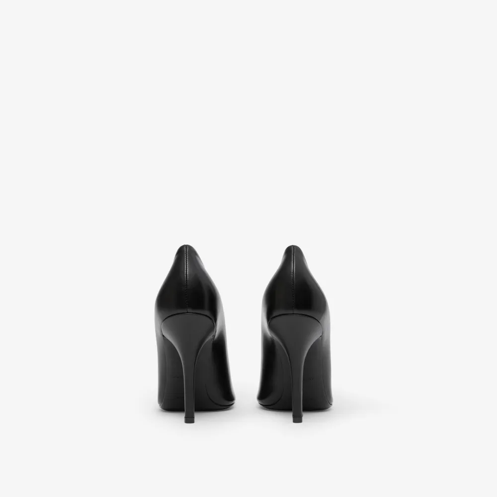 Monogram Motif Leather Point-toe Pumps Black - Women | Burberry® Official
