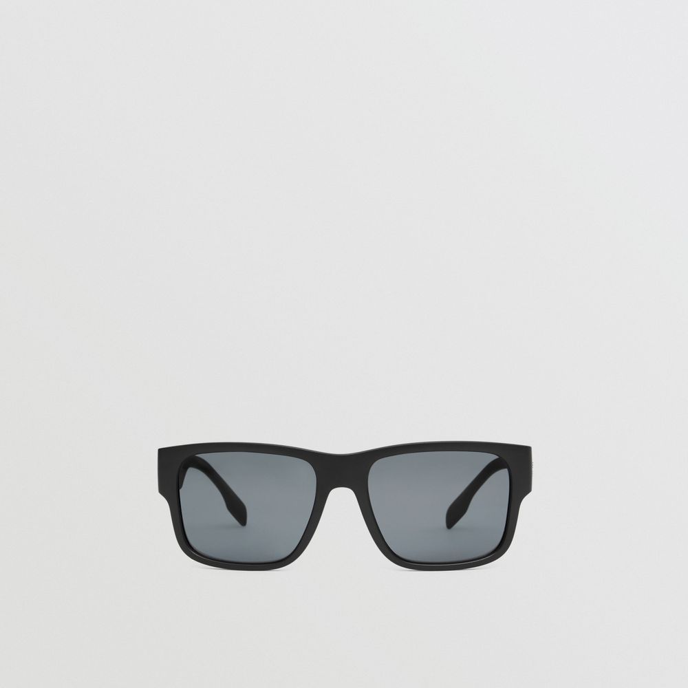 Logo Detail Square Frame Sunglasses in Black - Men | Burberry® Official