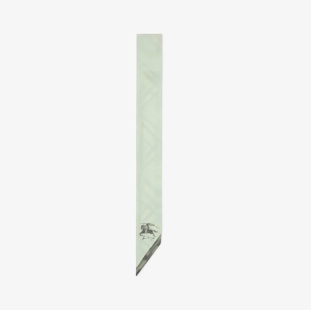 Skinny Reversible Check Silk Scarf in Breeze | Burberry® Official