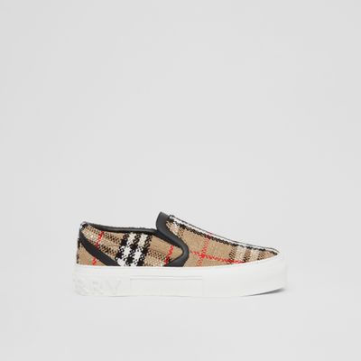 Vintage Check Cotton Wool Blend Sneakers Archive Beige - Women | Burberry® Official