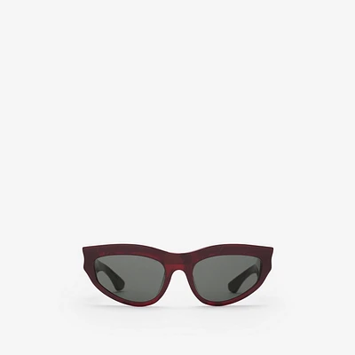 Classic Oval Sunglasses in Red check - Women | Burberry® Official