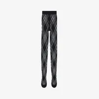 Check Wool Blend Tights in Black/white | Burberry® Official