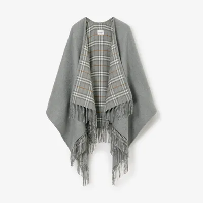 Monogram Wool Cashmere Reversible Cape in Archive Beige