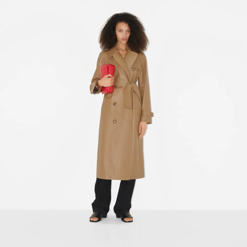 Cotton Gabardine Trench Skirt in Camel - Women