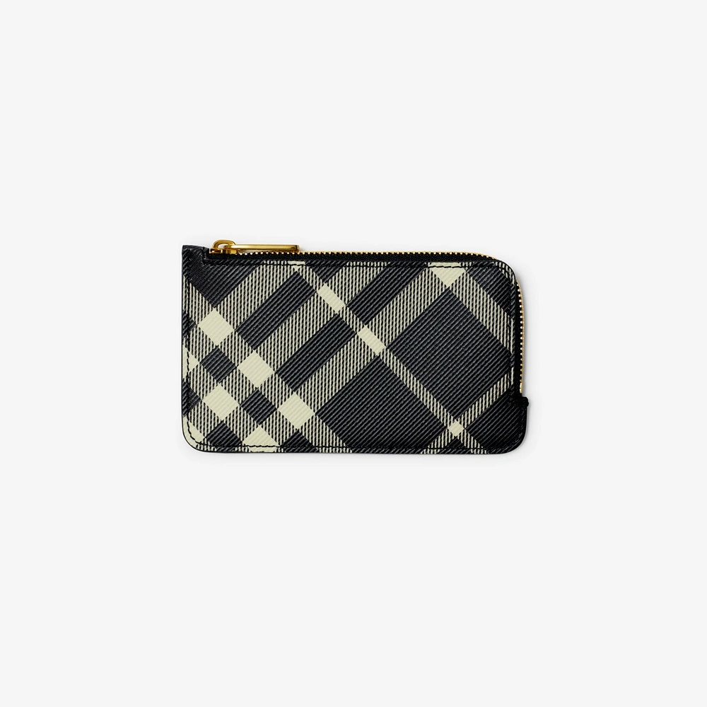 Check Zip Card Case in Black/calico - Women | Burberry® Official