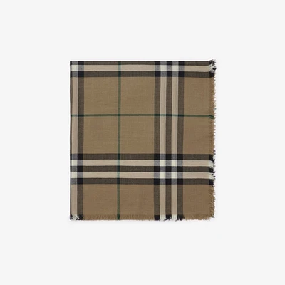 Check Wool Scarf in Linden | Burberry® Official