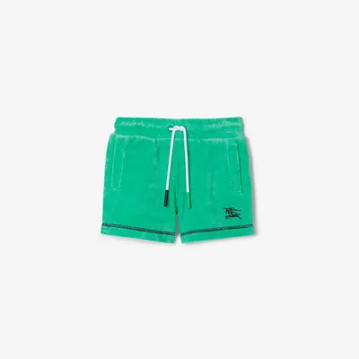 Cotton Blend Towelling Shorts in Bright jade | Burberry® Official