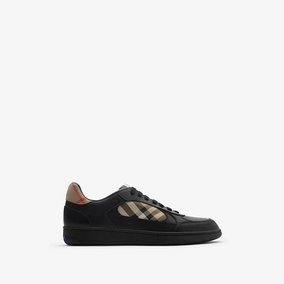 Leather and Check Terrace Sneakers​ in /sand