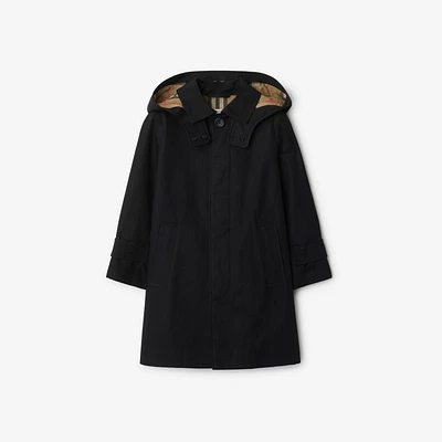Cotton Hooded Car Coat in Black | Burberry® Official