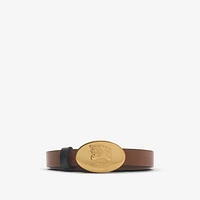 Thin Reversible Leather Oval Knight Stamp Belt​ in Black/hazel - Women | Burberry® Official