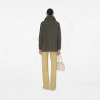Stretch Wool Field Jacket in Moss melange - Women, Nylon, Technical | Burberry® Official