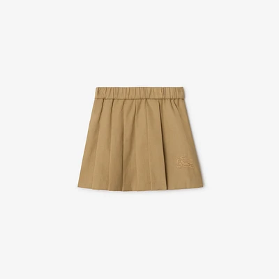 Pleated Cotton Blend Skirt in Sand | Burberry® Official