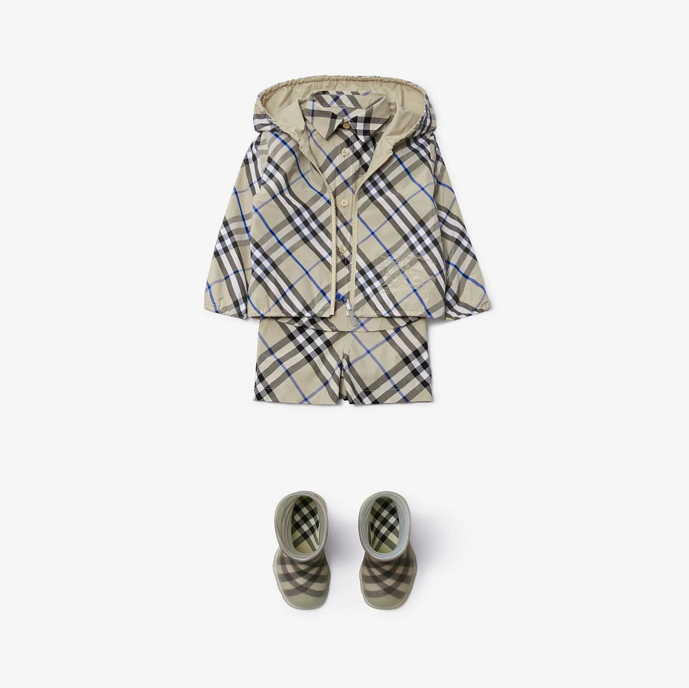 Reversible Check Cotton Blend Jacket in Lichen | Burberry® Official