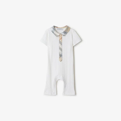 Stretch Cotton Playsuit in White - Children | Burberry® Official