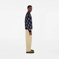 Check Wool Blend Bomber Jacket in Ink blue - Men | Burberry® Official