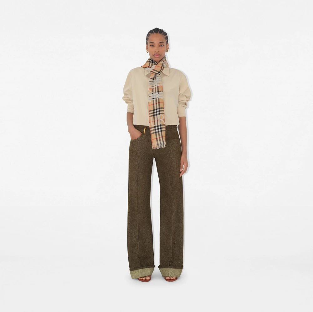 Wide EKD Check Wool Scarf in Sand | Burberry® Official