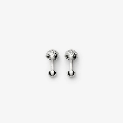 Engraved Check Cufflinks​ in Silver - Men | Burberry® Official