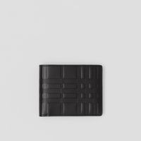 Embossed Check Leather Slim Bifold Wallet in Black - Men | Burberry® Official