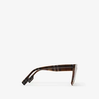 Check Square Sunglasses in Birch brown - Women | Burberry® Official