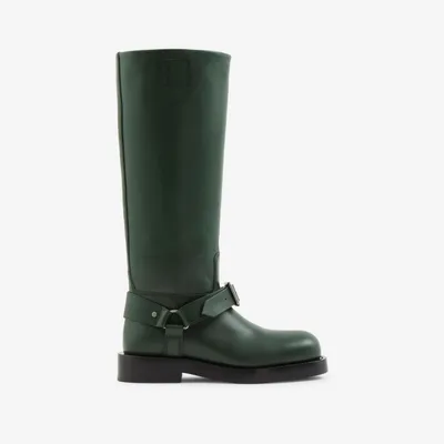 Leather Saddle Tall Boots in Vine - Women | Burberry® Official