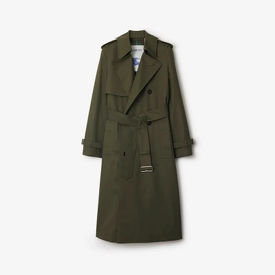 Long Cotton Blend Trench Coat in Military - Women | Burberry® Official