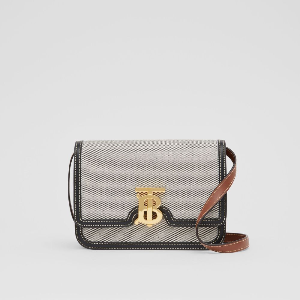 Tri-tone Canvas and Leather Small TB Bag in Black/tan - Women | Burberry® Official