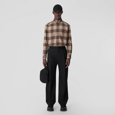 Button-down Collar Check Cotton Shirt Biscuit - Men | Burberry® Official
