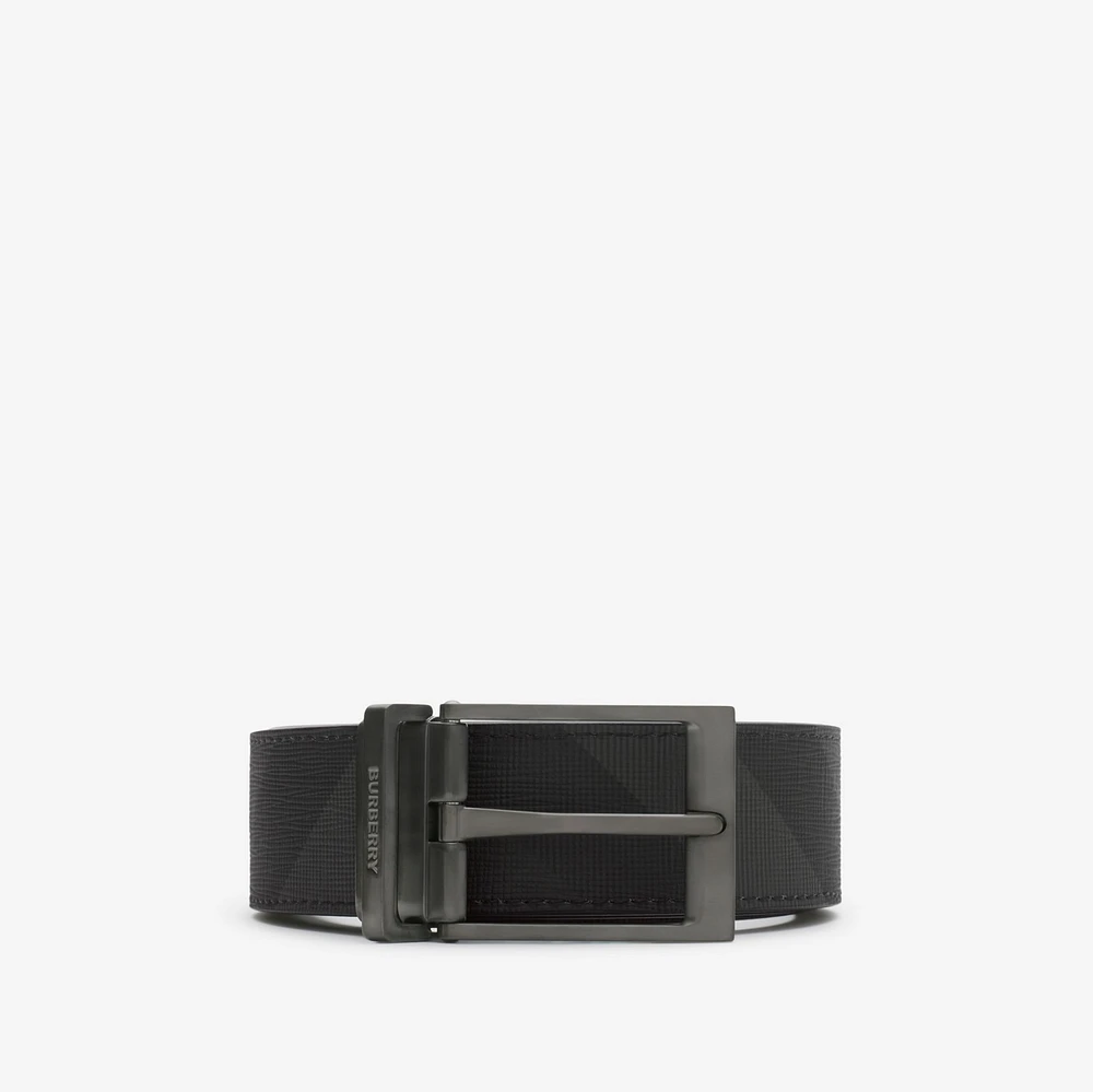 Reversible Check Belt in Charcoal/graphite - Men | Burberry® Official