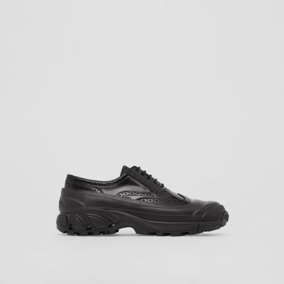 Brogue Detail Leather Sneakers Black - Men | Burberry® Official