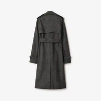 Long Wool Trench Coat in Grey melange - Women, Nylon | Burberry® Official