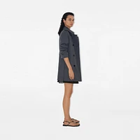 Short Cotton Blend Trench Coat in Magnet - Women, Tropical Gabardine | Burberry® Official