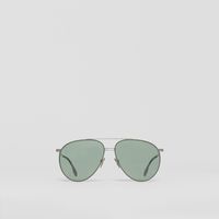 Top Bar Detail Pilot Sunglasses in Gunmetal/dark Green - Men | Burberry® Official