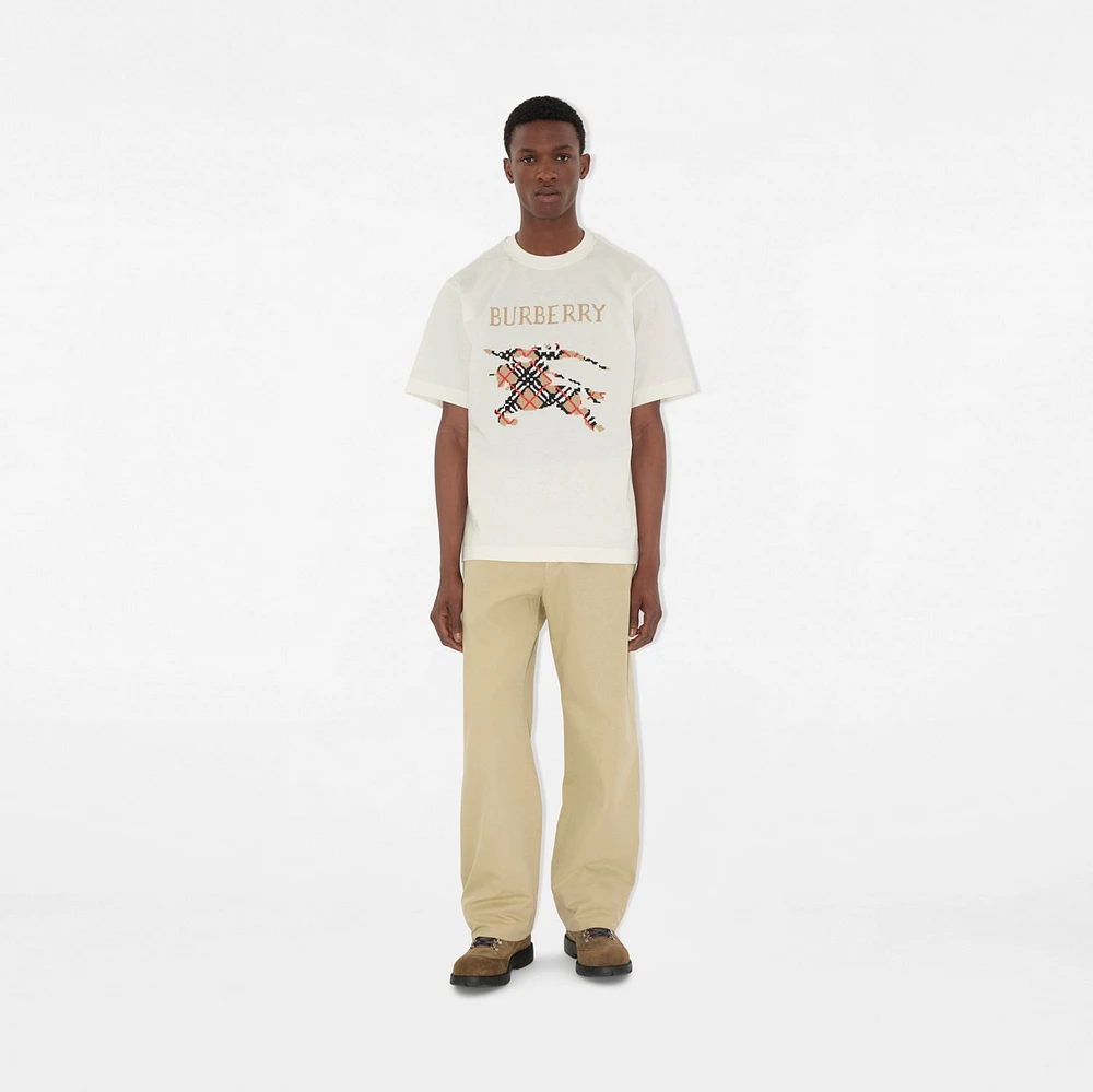 Cross Stitch EKD​ Cotton T-shirt in Chalk - Men | Burberry® Official