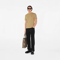 Check Trim Cotton T-shirt in Flax beige - Men | Burberry® Official