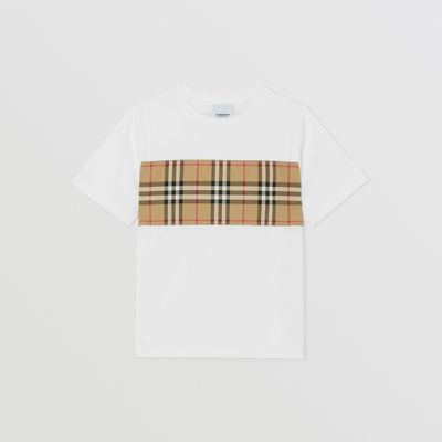 Vintage Check Panel Cotton T-shirt White | Burberry® Official
