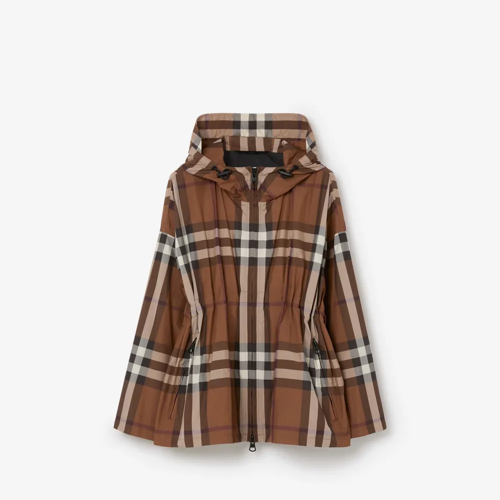 Burberry Check Lightweight Short Parka in Dark Birch Brown - Women, Burberry® Official