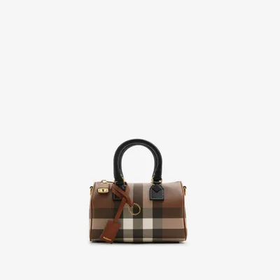 Mini Check Bowling Bag in Dark birch brown - Women | Burberry® Official
