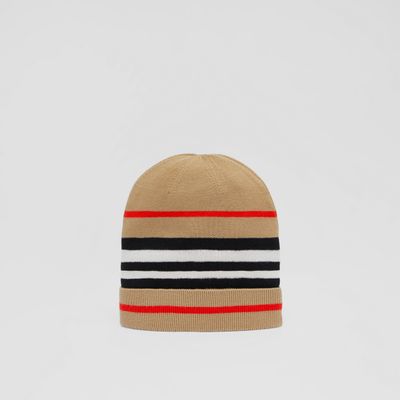 Striped Wool Blend Intarsia Beanie Archive Beige - Children | Burberry® Official