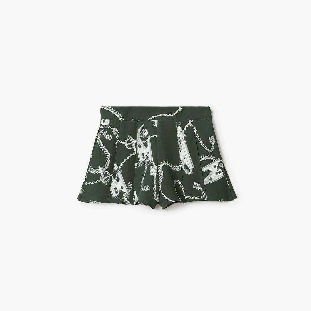 Knight Hardware Taffeta Shorts in Silver/green - Women, Nylon | Burberry® Official