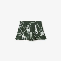 Knight Hardware Taffeta Shorts in Silver/green - Women, Nylon | Burberry® Official